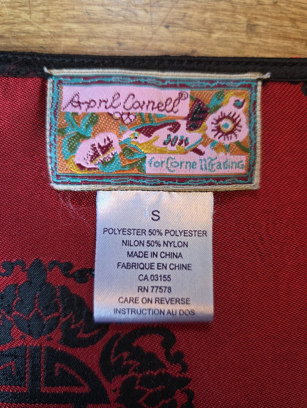 Vintage April Cornell Chinese Tang Jacket – Size S –Black/Red Brocade Medallions - Picture 7 of 7